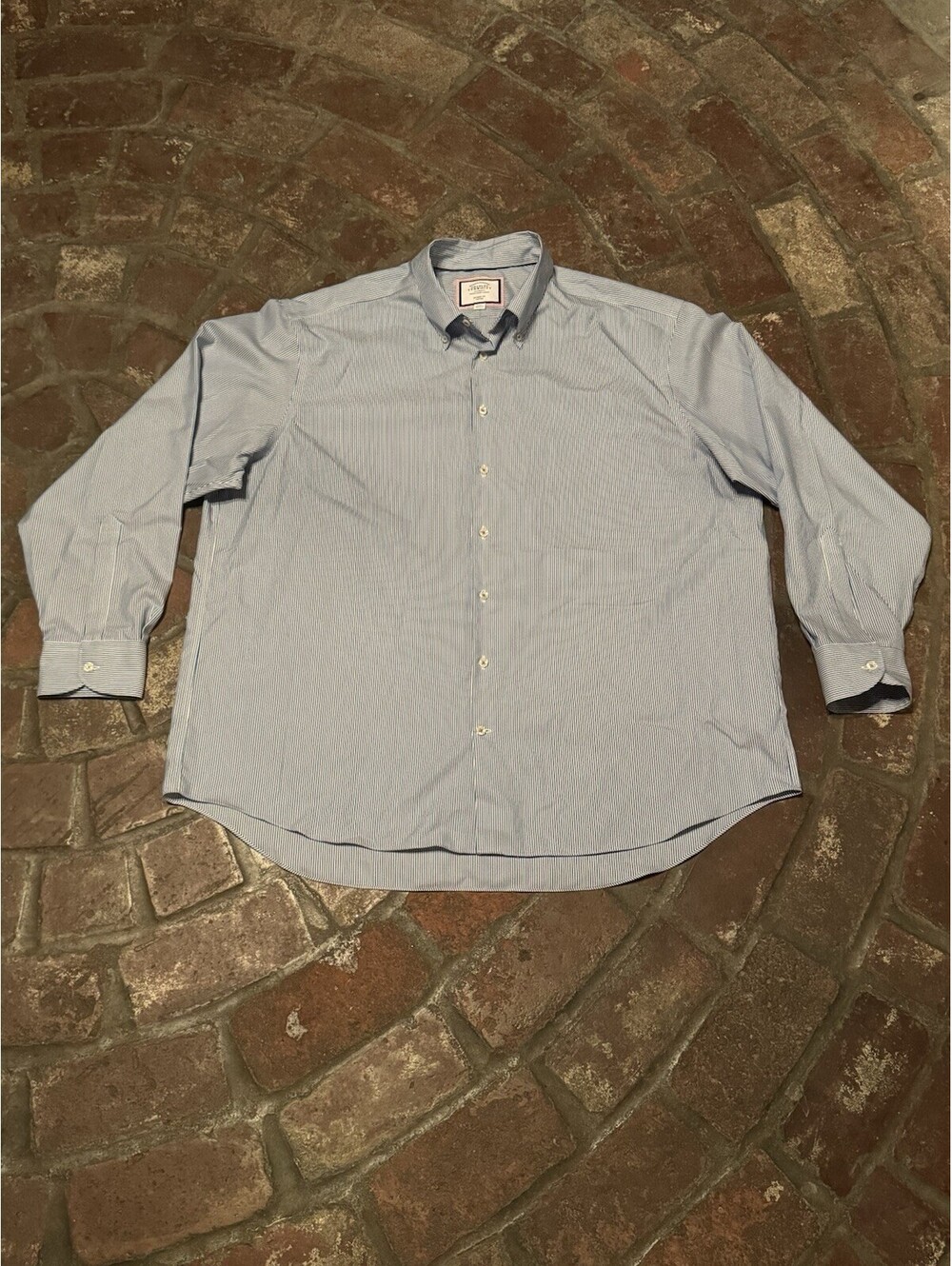 Charles Tyrwhitt Dress Shirt Mens 19/37 Blue/White Long Sleeves Cotton Button Up